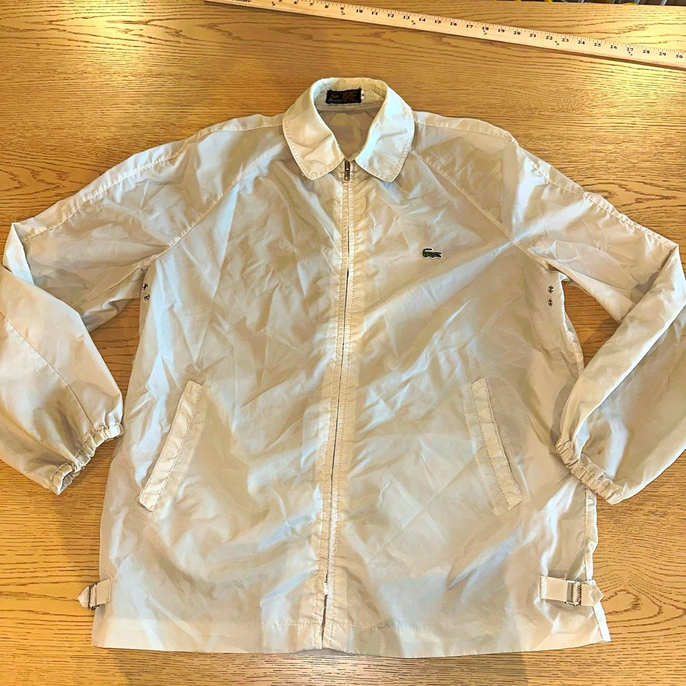 Vintage Alligator Lacoste Nylon Windbreaker Jacket Mens M Off-White 70s 80s Rare